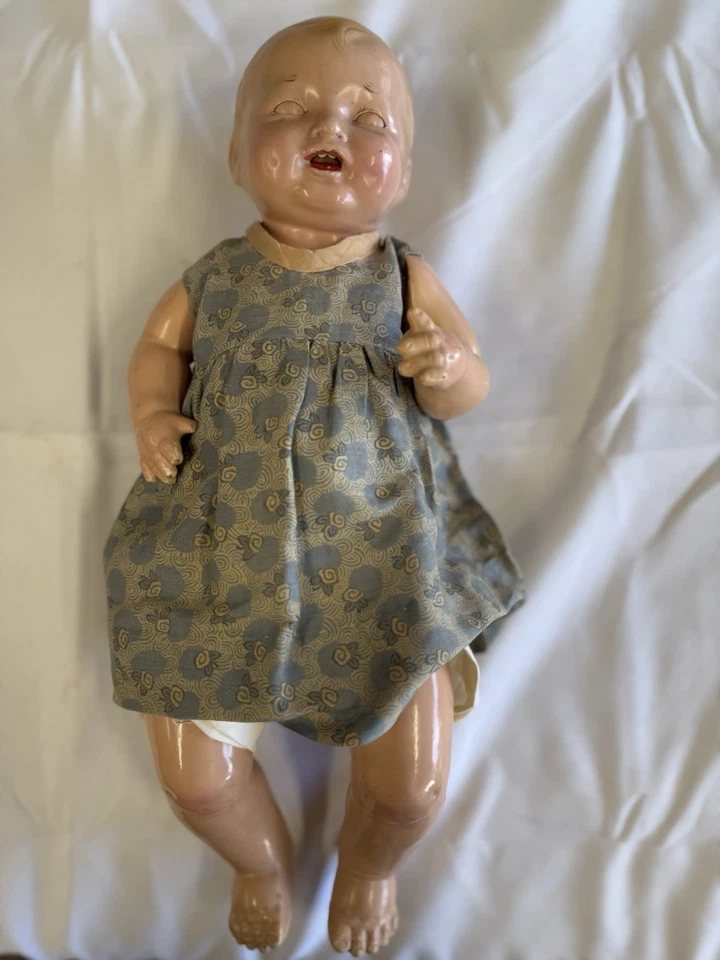 Vintage Effanbee Composition Baby Doll 1930s “All Talk” Sleep Eyes 20” USA - Image 2 of 4