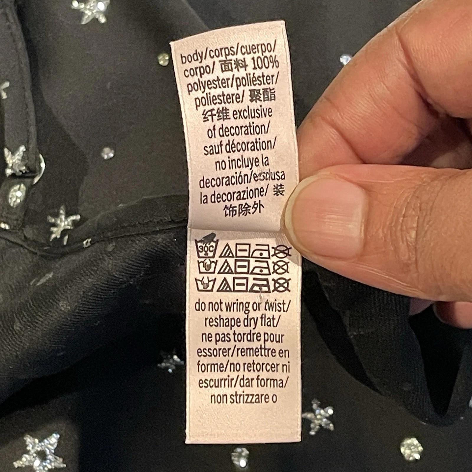 UNDERCOVER Abito Victoria Secret Sparkle Stars Chiffon Slip Taglia L Nero Argento Dark Fairy