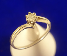 9ct White Gold DIAMOND SOLITAIRE TWIST ENGAGEMENT RING  Hm Small Sz i 1/2 109p