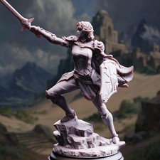 Female Paladin Miniature Heroic Knight With Sword And Shield Unpainted Resin