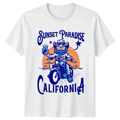 Sunset Paradise California Herren T-Shirt Retro Biker Vatertag Geschenk für Ihn