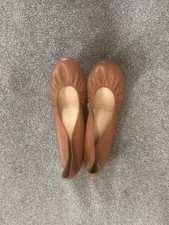J Crew CeCe Ballet Flats Slip On Tan Camel  Leather Round Toe Comfort uk 9.5 