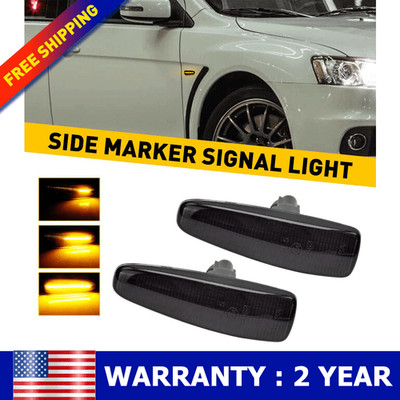 2X For 2008-2017 Mitsubishi Lancer Sequential LED Side Marker Light Super Bright
