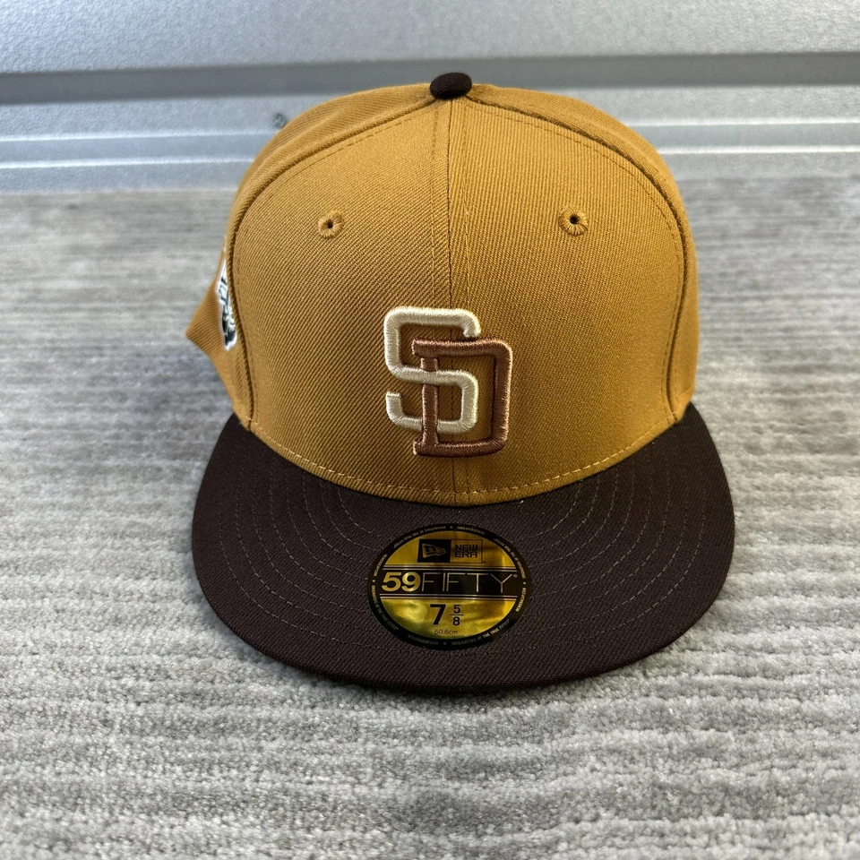 Boné San Diego Padres masculino ajustado 7 5/8 New Era remendo lateral marrom Cooperstown - Imagem 3 de 4