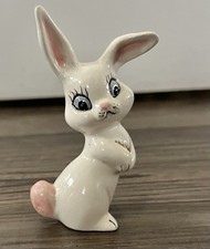 Vntg Mini Bunny Rabbit Dainty Girly Easter Spring Trinket Blue Eyes Figurine