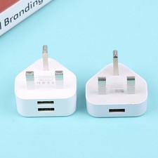 UK 3 Pin Dual USB Plug Adapter Mains Wall Charger 1/2/3-Port For Phones Tablet