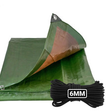 Large Heavy Duty Tarpaulin 250GSM Waterproof Tarp Log Roof Cover Green Rope