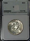 1959 Franklin Half $, Choice BU, National Numismatic Certification, NNC,