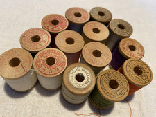  4 Vintage Thread Wooden Spools Multicolor Corticelli Hemingway Bartlett