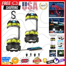 2 Pack LED Camping Lantern Flashlight Rechargeable, Portable Torch with 6 Lig...