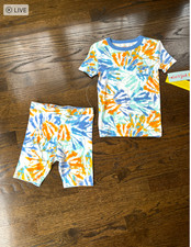 Cat  Jack Pajamas PJ NWT tie dye shorts top Blue Orange Size KIDS 4 Cotton