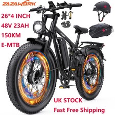 NEW 48V 23AH DualMotor Electric Dirt Bike 26'' E-MoutainBike Cargo E-bike 150KM