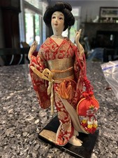 Vintage Japanese Nishi Doll 11.5 Tall Fujimusume Dancer On Stand