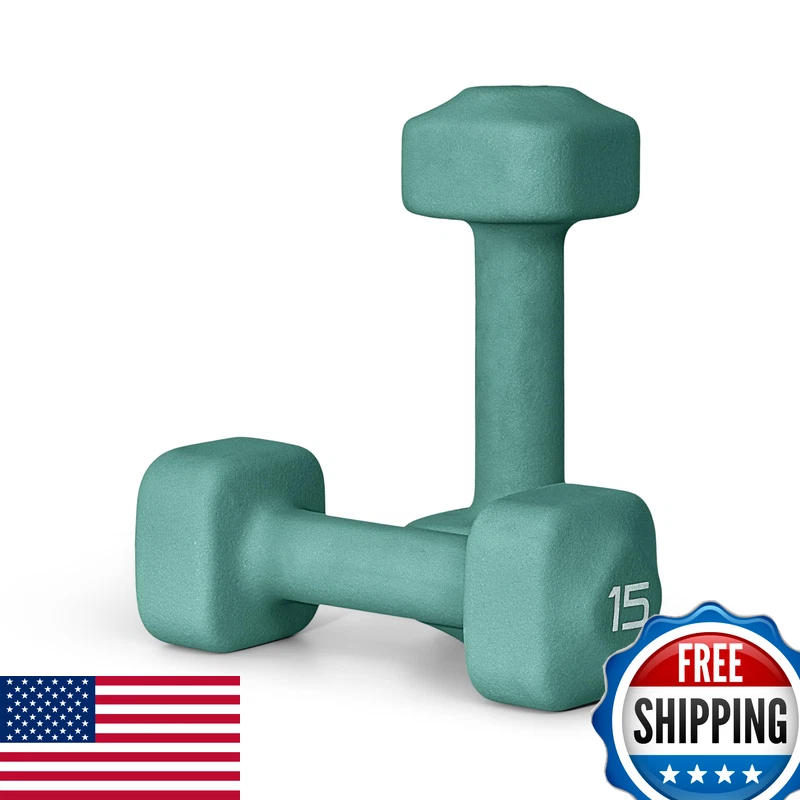 Tone Fitness 15 Lb Neoprene Dumbbell Pair For Home Workouts Non-Slip Design -