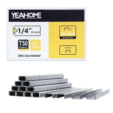 YEAHOME Heavy Duty Staples, 2000 Counts 1/4 inch T50 Staples, 20 Gauge Galvan...