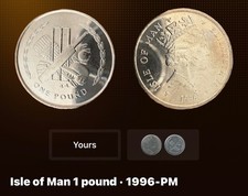 Isle of man 1996 1 pound coin cricket theme