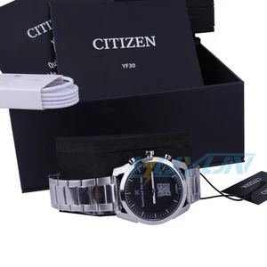 CITIZEN CZ SMART HYBRID JX2010-55E BLACK DIAL SILVER BRACELET MENS WRISTWATCH