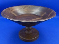 VTG The Original Walnut Store Factory Bowl Wood Pedestal Fruit Mid-Century USA