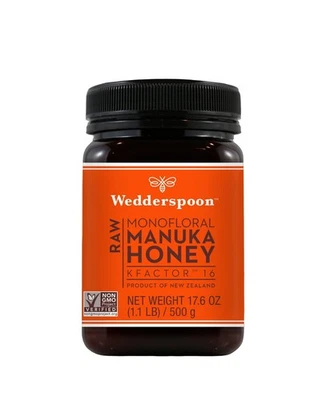 WEDDERSPOON NEW ZEALAND RAW MANUKA HONEY KFACTOR 16+ 1.1Lb 500g 17.6oz Kosher