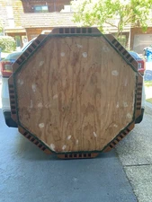 Vintage Octagon Poker/Game Table with Cup & Chip Holders + New Green Felt