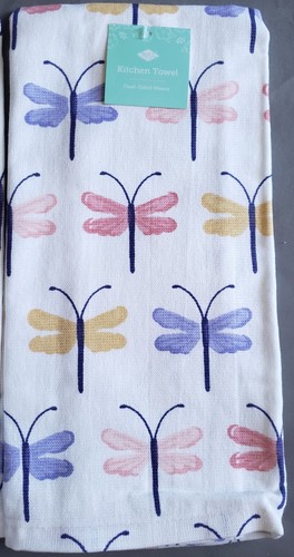 Set Of 2 Same Cotton Terry Towels (16"x26") MULTICOLOR DRAGONFLIES TOSS, Ritz - Picture 3 of 13