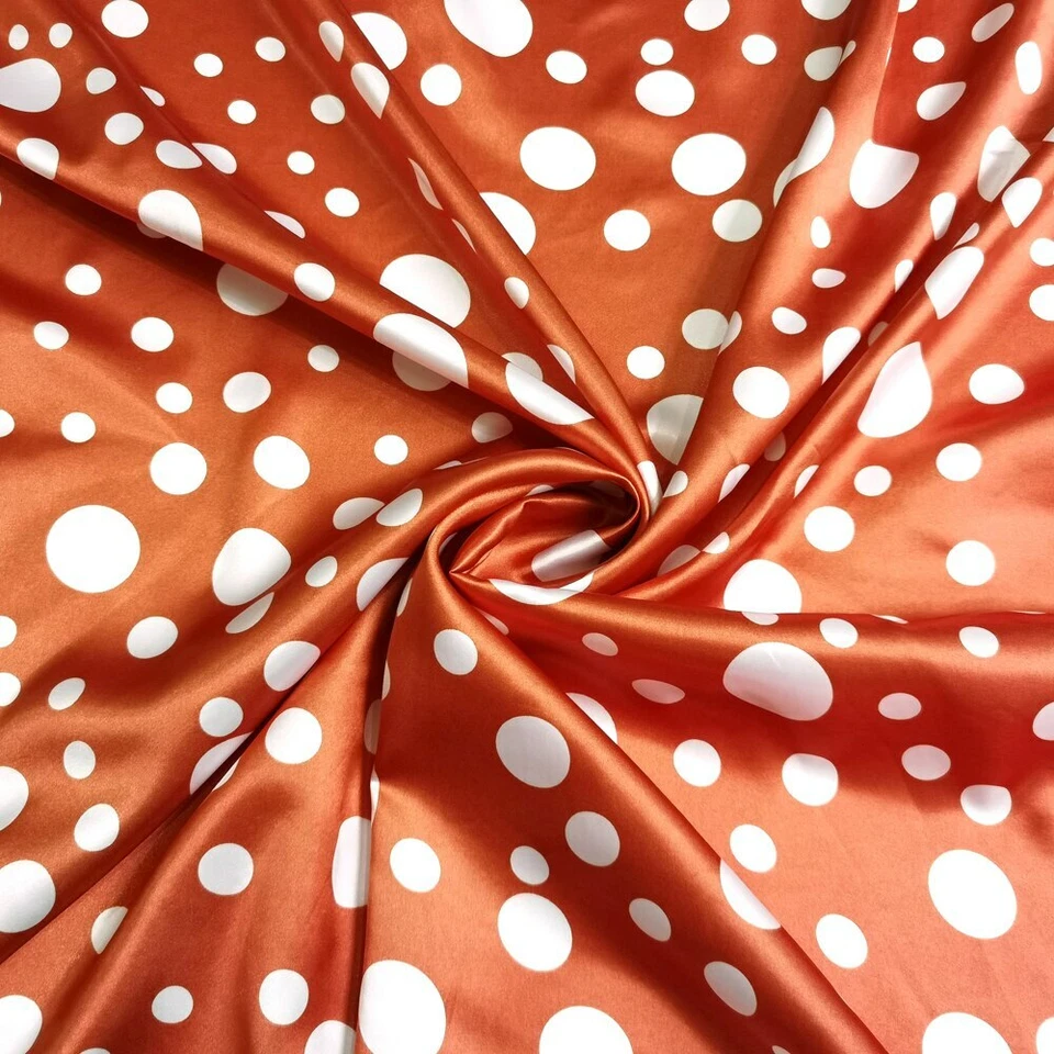 Material de tela satinada de lunares grandes de 1 yarda X 1,48 metros para camisa bufanda Foto 2 de 4