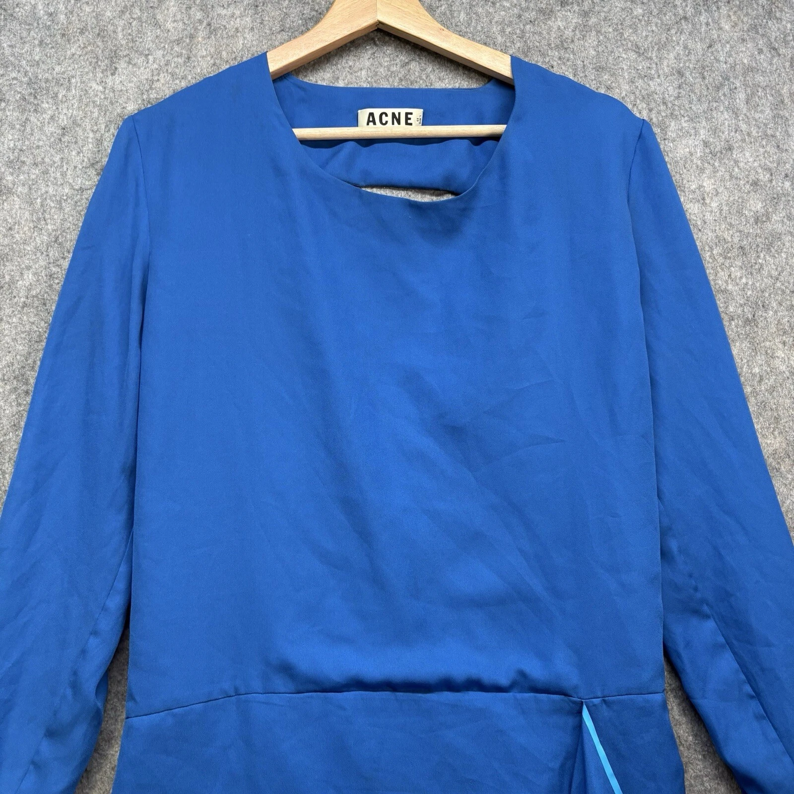 Abito donna Acne Studios Adelle taglia 36 UK 6 8 blu manica lunga leggero