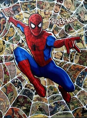 Spider-Man Comic Book Collage Web Background Artwork Fine Art Tribute on  Canvas