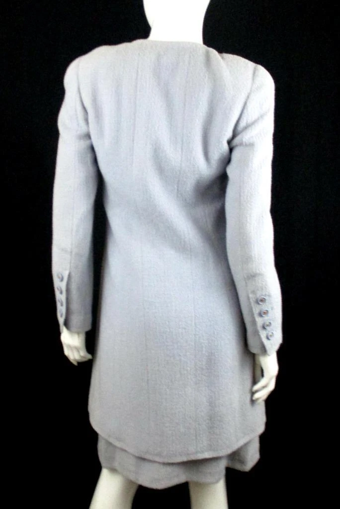 CHANEL VINTAGE 1997P 2 PZ. SET CAPPOTTO E ABITO CON LOGO IN TWEED BLU TAGLIA 38