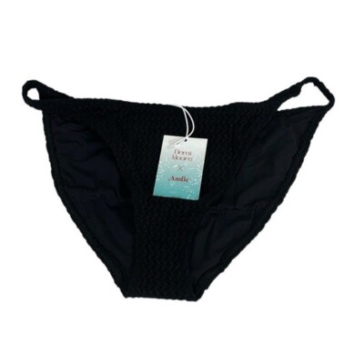 Demi Moore X Andie Tropez Bikini Bottom Women's L Textured Crochet Overlay NWT