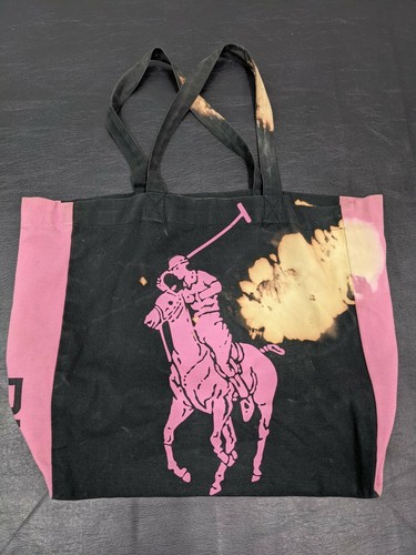Black Pink Polo Bag Bleach dye Cotton 
