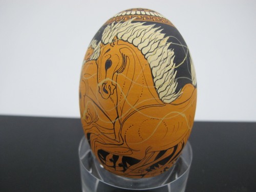 YIANNIS NOMIKOS Erotic Mythology Handpainted TROJAN WAR on Duck EGG Art 1977 - Picture 4 of 8