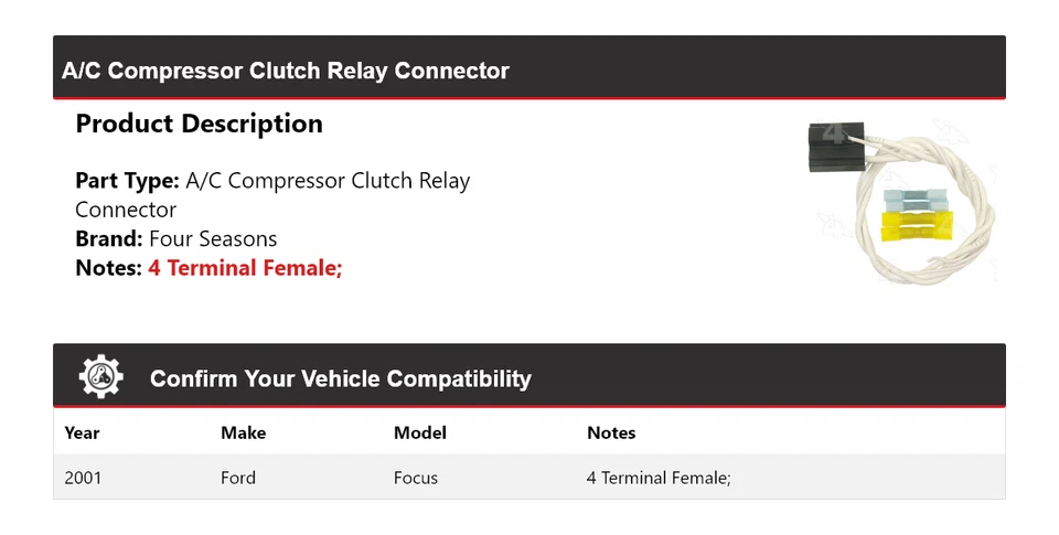 Conector relé embrague compresor aire acondicionado Ford Focus 2001 4 estaciones Foto 2 de 4