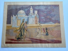 MILLARD SHEETS SERIGRAPH SILKSCREEN SIGNED LARGE MID CENTURY LISTED FAMOUS WOMEN