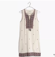 NWT MADEWELL $158 embroidered suncoast dress Size4 F2231 In Ivory