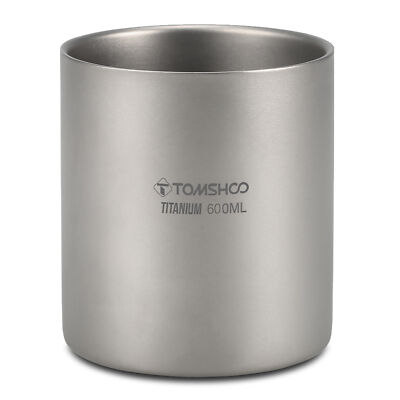 TOMSHOO 220/350/450/600ml Double Wall Titanium Water Cup Coffee Tea Mug for S5P4