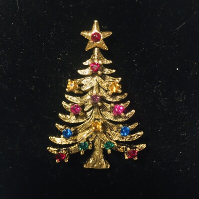 EISENBERG Ice Christmas Tree Brooch Rhinestone Pin