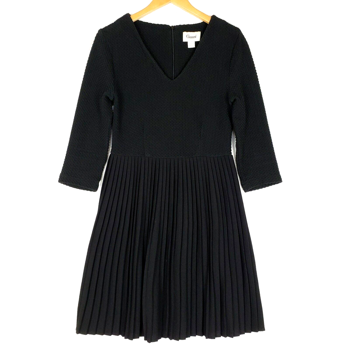 knee length dresses for ladies Ganni Textured Cloqué Pleated Mini Dress– HIVE main image 1