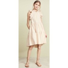 Ulla Johnson Tamsin Striped Cotton Ruffle Flutter Sleeve Dress Sz. 0