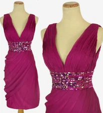 NWT Morrell Maxie Fuchsia $300 Short Dress Bodycon Mini $300 Formal Gown Size 4