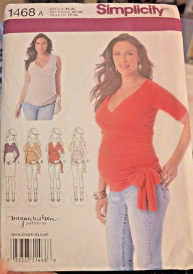 Simplicity 1468 Megan Nielsen Design Maternity Wrap Top Sz XS-XL New Uncut FF