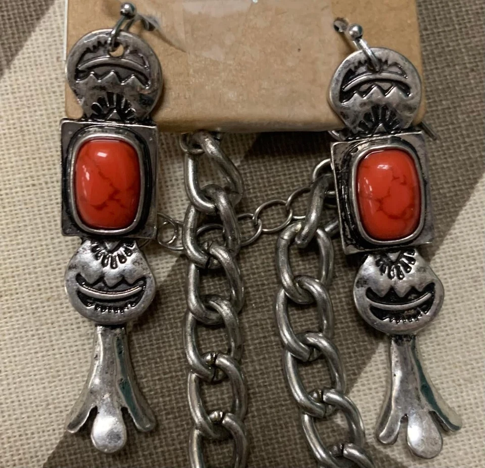 NUEVO precioso collar de piedras multicolores flor de calabaza con pendientes a juego Foto 2 de 2