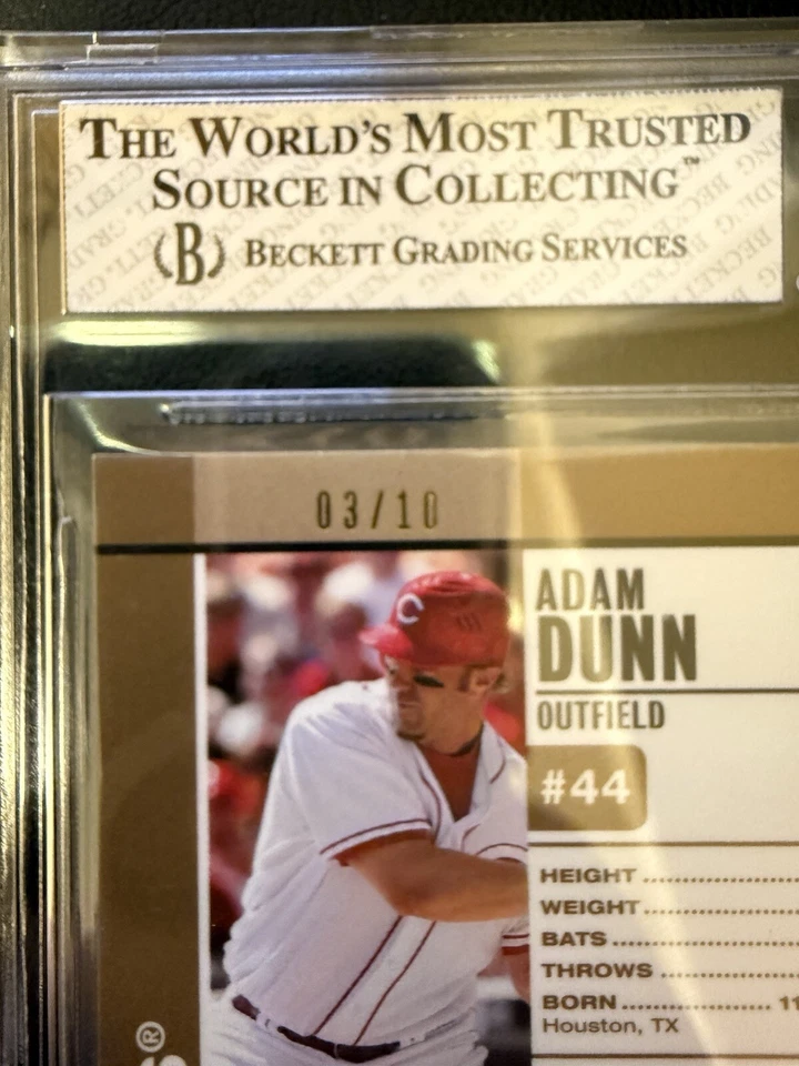 2008 Topps Co-signers Adam Dunn #47 Hyper Plaid Gold 03/10 BGS 8 - Image 3 of 4