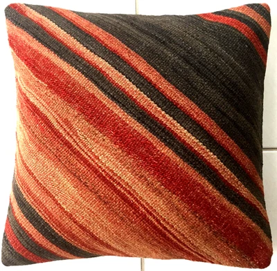 Kelim Kissen Alte Vintage Orientalisches Handgewebte Schwarz Rot Old Cushion - Bild 1 von 4