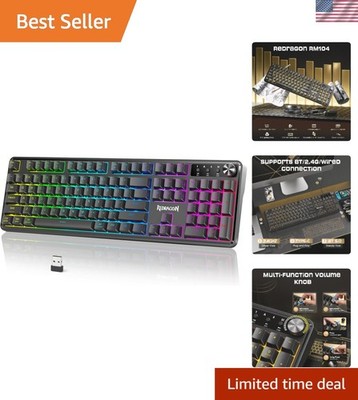 RM104 Wireless Gaming Keyboard with Knob, Tri-Mode BT/2.4G/USB-C RGB Computer...