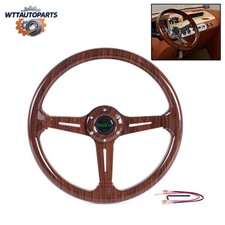 14in Universal Racing Dark Wood Grain Steering Wheel Drifting Deep Dish 6-bolt 14in Universal Racing Dark Wood Grain Steering Wheel Drifting Deep Dish 6-bolt