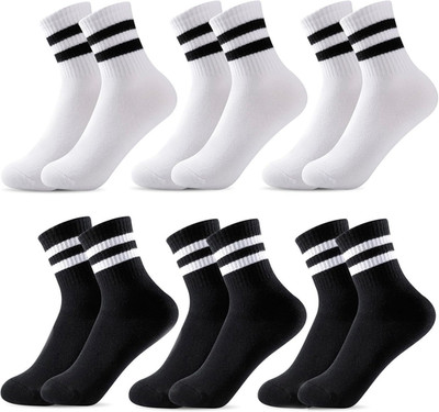 Kinder Tennissocken 6er Pack Baumwolle Sportsocken Crew Länge für Jungen Mädchen