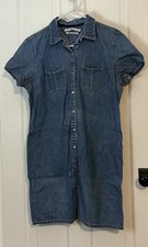 Vintage Y2K Tommy Hilfiger Denim Shirt Dress Snaps Women  s Size 16 Jean