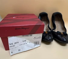Salvatore Ferragamo My Joy Ballet Flats Nero X My Kangaroo Size 7 UIB DS20
