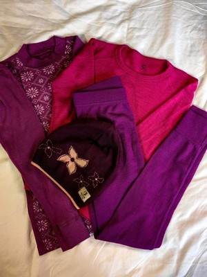 Lot of 4 Janus  Cubus Base Layer+Leggings Norheim Merino Wool  7-10+Beanie Janus